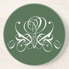 Wit en groen bloeien Roos Zandsteen Onderzetter