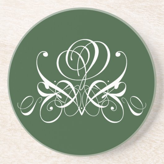 Wit en groen bloeien Roos Zandsteen Onderzetter (Voorkant)