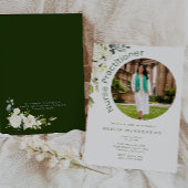 Wit en Groen Bloemen Foto Afstuderen Kaart