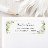 Wit en Groen Bloemen Terugkeeradresetiket Etiket (Insitu)