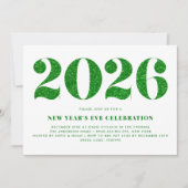 Wit en Groen Glitter 2024 Oudejaarsfeest Kaart (Voorkant)