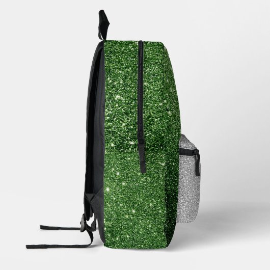 Wit en Groen Glitter Bedrukte Rugzak (Links)