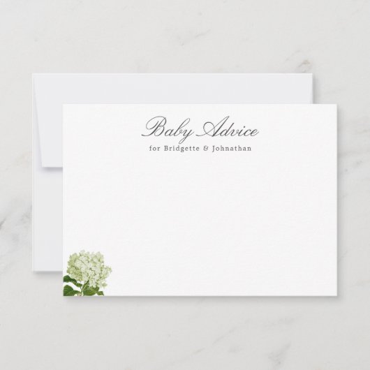 Wit en Groen Hydrangea Baby Advies RSVP Kaartje (Voorkant)
