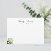 Wit en Groen Hydrangea Baby Advies RSVP Kaartje (Staand voorkant)