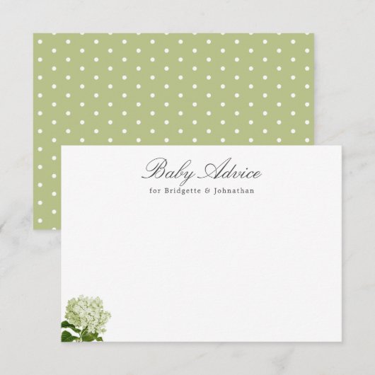 Wit en Groen Hydrangea Baby Advies RSVP Kaartje (Voorkant / Achterkant)