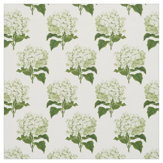 Wit en Groen Hydrangea Bloempatroon Stof (Swatch)