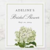 Wit en Groen Hydrangea Elegant Vrijgezellenfeest Wijn Etiket (Enkel label)