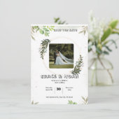 Wit en Groen Illustratief Bloemschilderwerk Waterc Kaart (Staand voorkant)