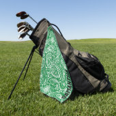 Wit en groen paisley patroonmonogram golfhanddoek (Groen)