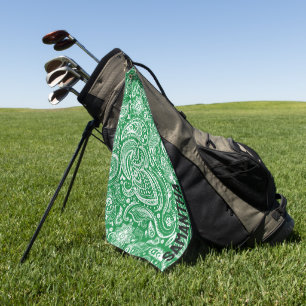 Wit en groen paisley patroonmonogram golfhanddoek