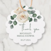 Wit en Groen Roos Dank u Bedankjes Labels (Voorkant)