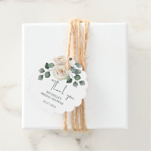 Wit en Groen Roos Dank u Bedankjes Labels (In situ)