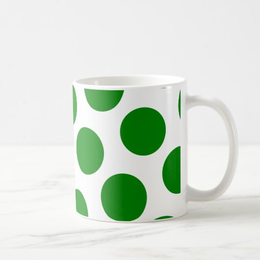Wit en groen stippenpatroon koffiemok (Rechts)