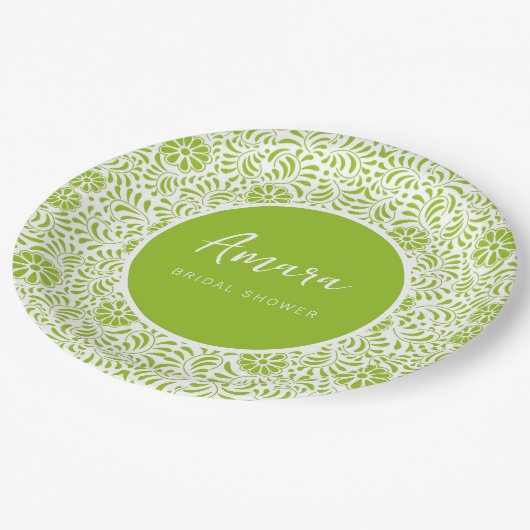 WIT EN GROEN TALAVERA VRIJGEZELLENFEEST PAPIEREN BORDJE (Gekanteld)