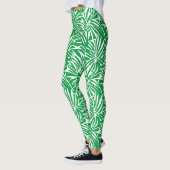 Wit en groen tropisch blad herhalend patroon leggings (Links)