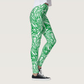 Wit en groen tropisch blad herhalend patroon leggings (Rechts)
