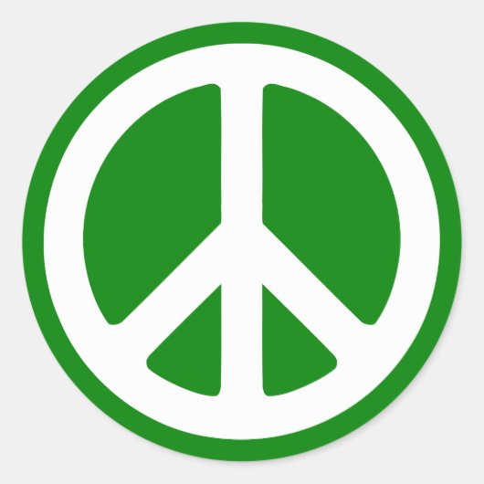 Wit en Groen Vredessymbool Ronde Sticker (Voorkant)