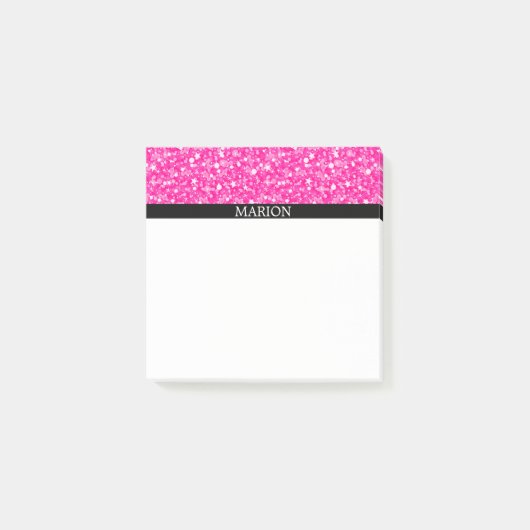 Wit en heet roze glitterpatroon post-it® notes (Voorkant)