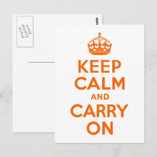 Wit en Helder Sinaasappel Blijf kalm en ga verder Briefkaart (Voorkant / Achterkant)