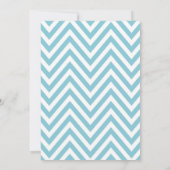 Wit en Hemelblauw Chevron Stripes Wedding Kaart (Achterkant)