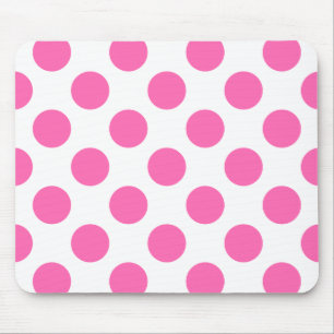 Wit en hete roze polka stippen muismat