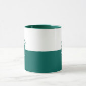 Wit en jager groen split-screen monogram mok (Midden)