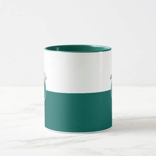 Wit en jager groen split-screen monogram mok (Midden)