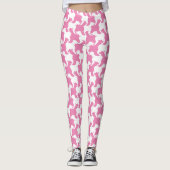 Wit en Kies kleur Houndstooth dogs leggings (Voorkant)