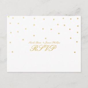 Wit en Klein Gold Confetti RSVP Weddenschap Briefk Uitnodiging Briefkaart