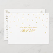 Wit en Klein Gold Confetti RSVP Weddenschap Briefk Uitnodiging Briefkaart (Voorkant / Achterkant)