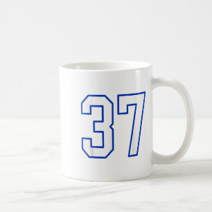 Wit en Koninklijk Blauw nummer 37 Jersey speler Un Koffiemok