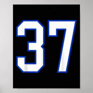Wit en Koninklijk Blauw nummer 37 Jersey speler Un Poster