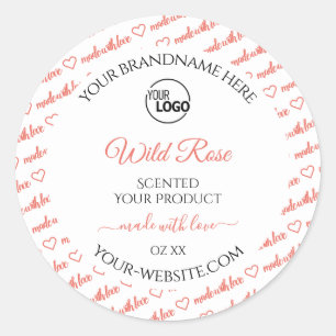Wit- en koraalWord Cloud-productetiketten toevoege Ronde Sticker