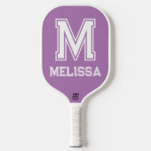 Wit en Lavendel Minimalistisch Modern Monogram Pickleball Paddle (Voorkant)