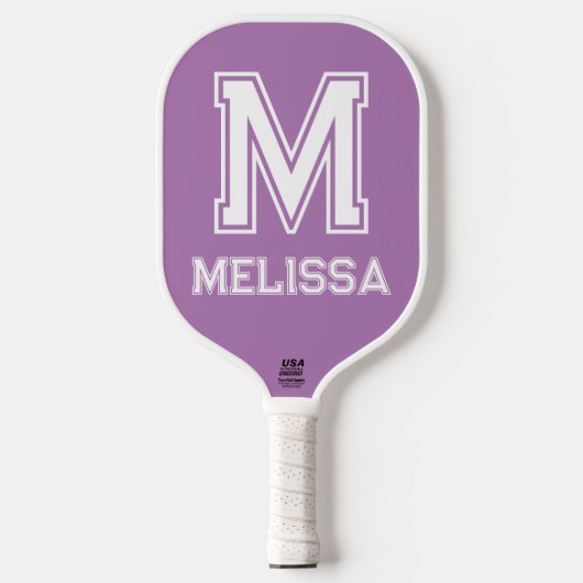 Wit en Lavendel Minimalistisch Modern Monogram Pickleball Paddle (Voorkant)