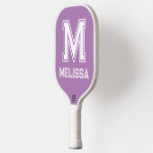 Wit en Lavendel Minimalistisch Modern Monogram Pickleball Paddle (Links)