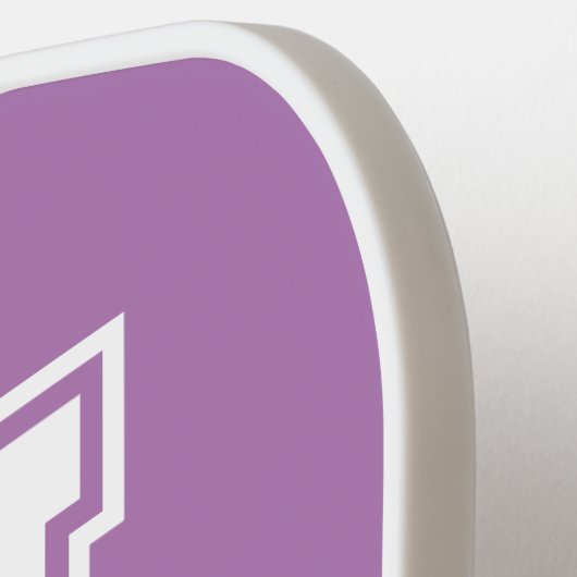 Wit en Lavendel Minimalistisch Modern Monogram Pickleball Paddle (Links Detail)