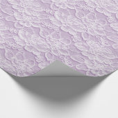 Wit en lavender Lace Textuur Cadeaupapier (Hoek)