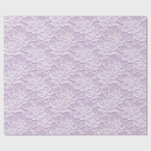 Wit en lavender Lace Textuur Cadeaupapier (Vlak)