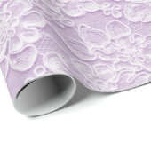Wit en lavender Lace Textuur Cadeaupapier (Rol Hoek)
