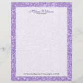 Wit en lavender Paarse glitter textuur Custom Briefhoofd (Voorkant)