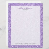 Wit en lavender Paarse glitter textuur Custom Briefhoofd (Voorkant / Achterkant)