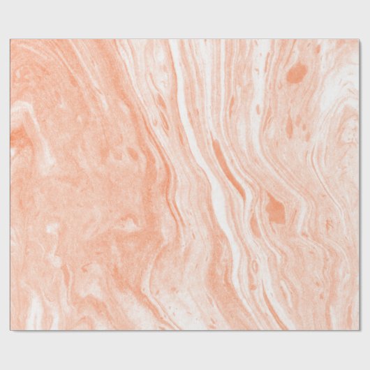 Wit en licht Oranje marmer Cadeaupapier (Vlak)