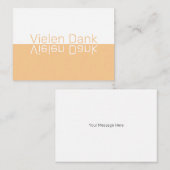 Wit en licht Oranje Modern Duits Dank u Notitiekaartje (Voorkant / Achterkant)