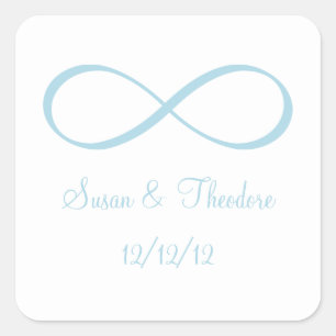 Wit en Lichtblauw Infinity Symbool Save the Date Vierkante Sticker
