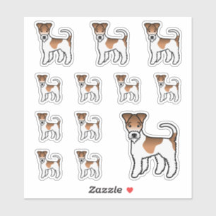 Wit En Lichtbruin Wire Fox Terrier Cute Cartoon Ho Sticker