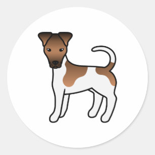 Wit- en lichtbruine gladharige vos terriër schatti ronde sticker