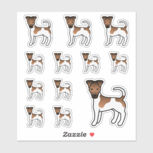 Wit En Lichtbruine Gladharige Vos Terrier Schattig Sticker