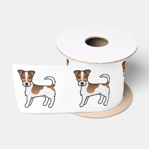 Wit en lichtbruine Jack Russell Terrier hond met r Satijnen Lint