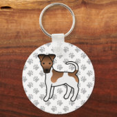 Wit- en lichtbruine Smooth Fox Terrier Schattige C Sleutelhanger (Voorkant)